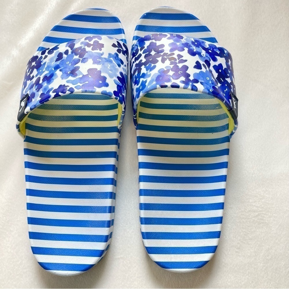 Joules poolside blue daisy slides - Picture 8 of 9